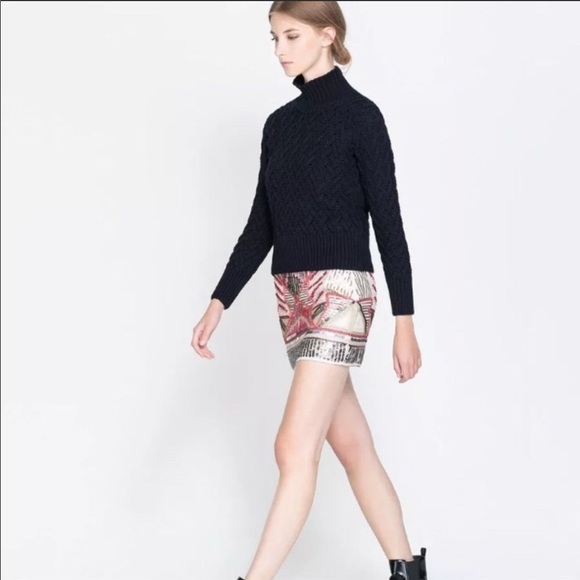 New ZARA Graphic tribal pattern sequin skirt - Picture 5 of 8